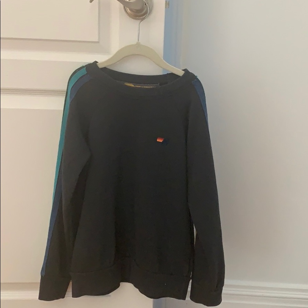 Aviator nation kids 5 stripe crew neck sweatshirt.